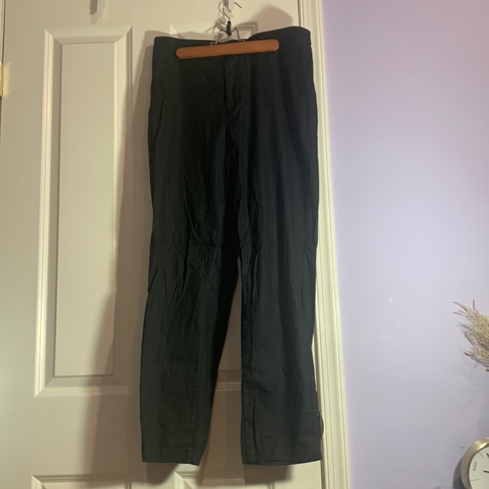 Uniqlo black linen wide leg pant